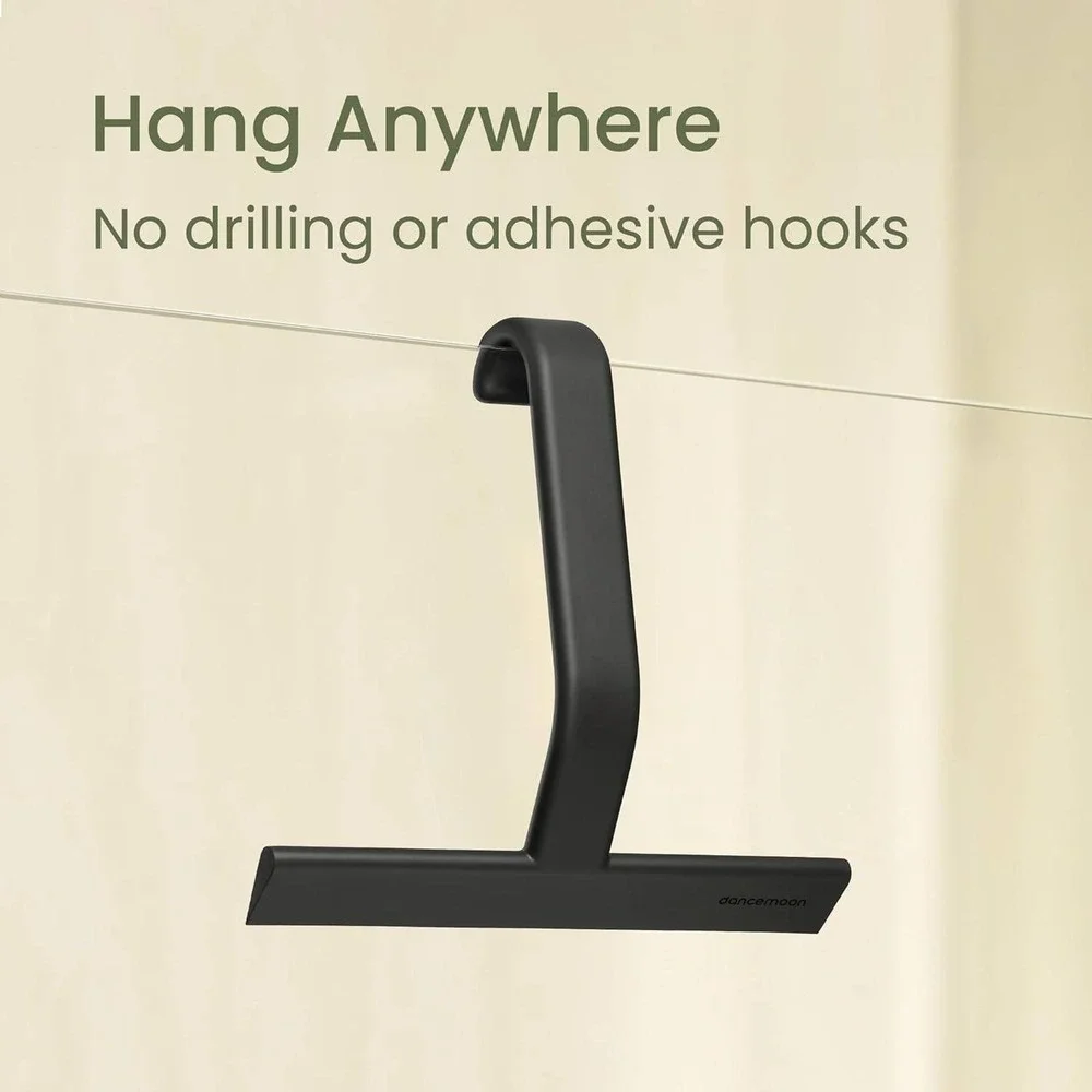 Dancemoon Silicone Shower Squeegee Matte Black Minimalist Glass Door Cleaner